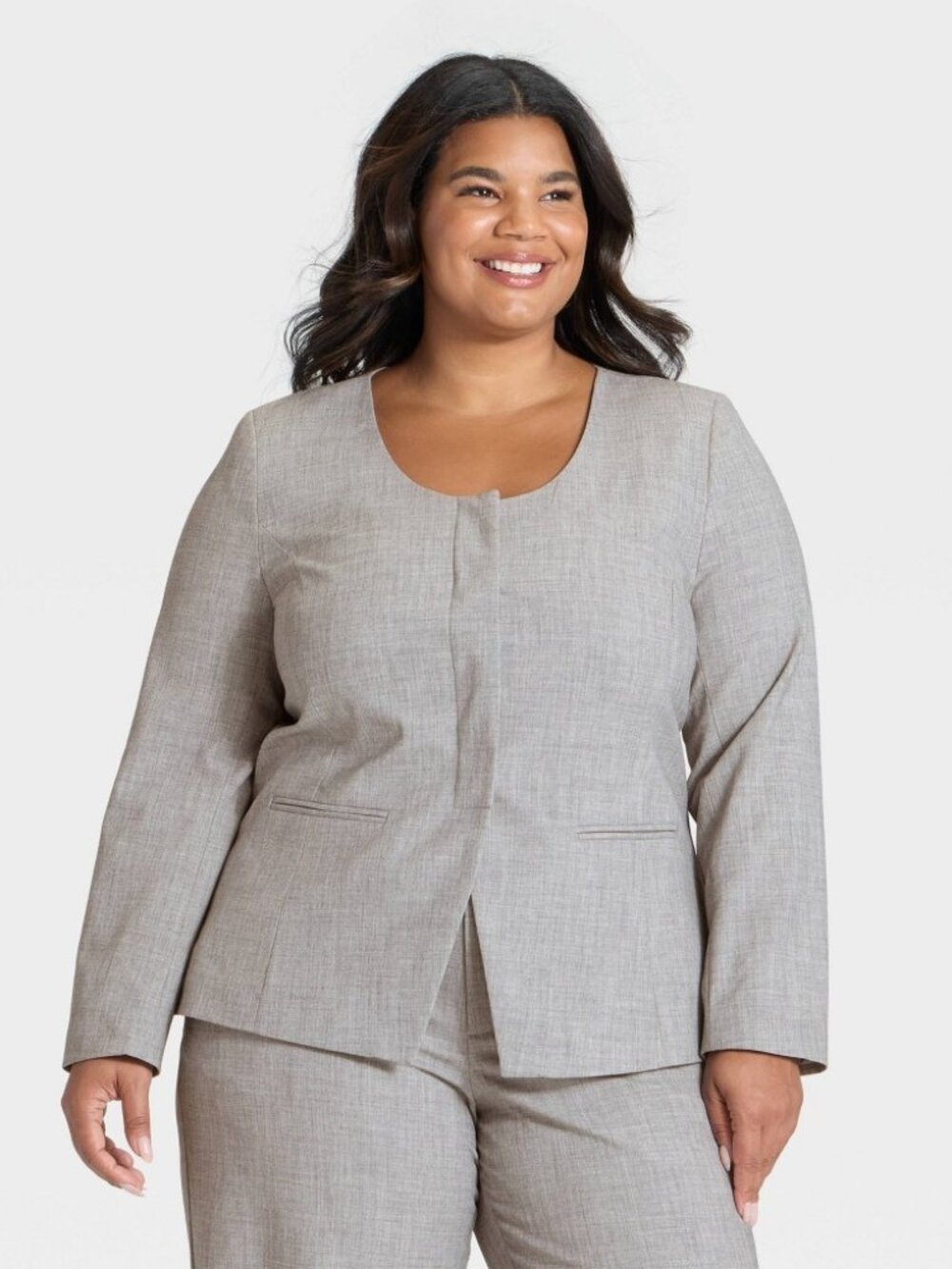 A New Day‎ Gray Collarless Blazer Size XXL